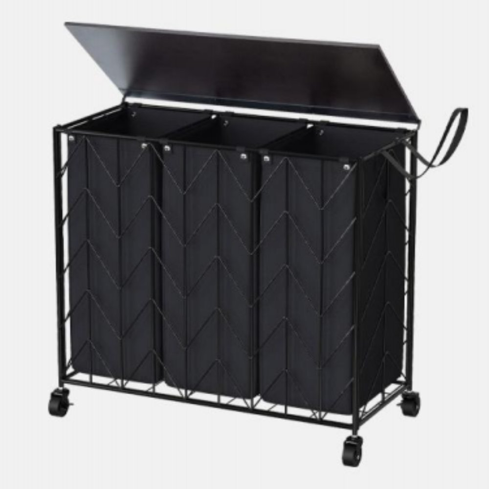 Storage Basket 3‑Compartment Mobile Laundry Basket